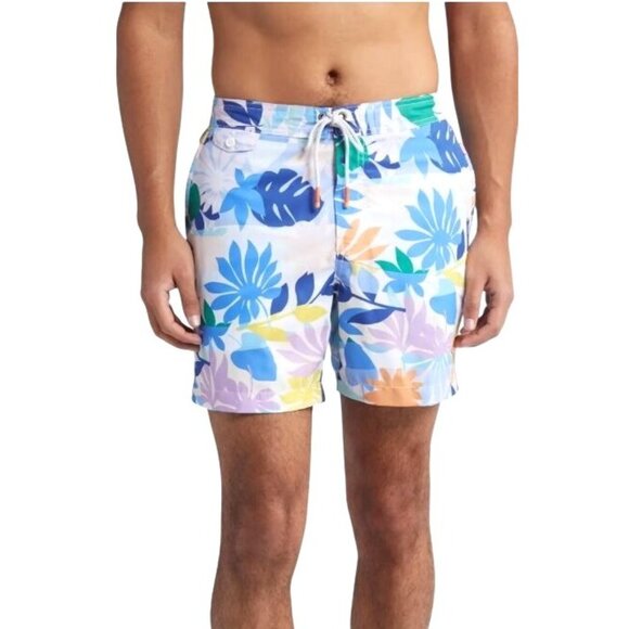 Tommy Bahama Mens Blue Tropical Luau Pockets Board Shorts Swimwear Sz XL New - Picture 1 of 12